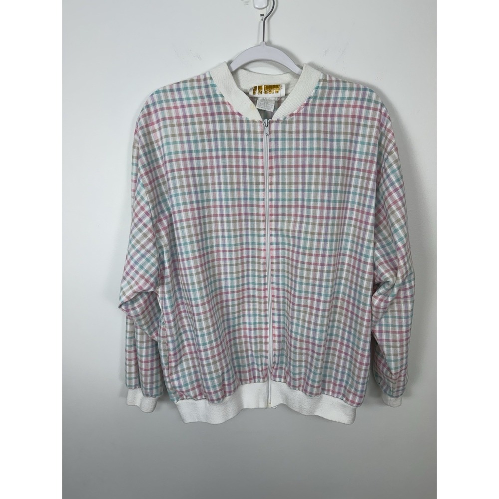 D.K. Gold By Don Kennedy VTG Multicolor Plaid Zip Up Jacket Size XL Lightweight